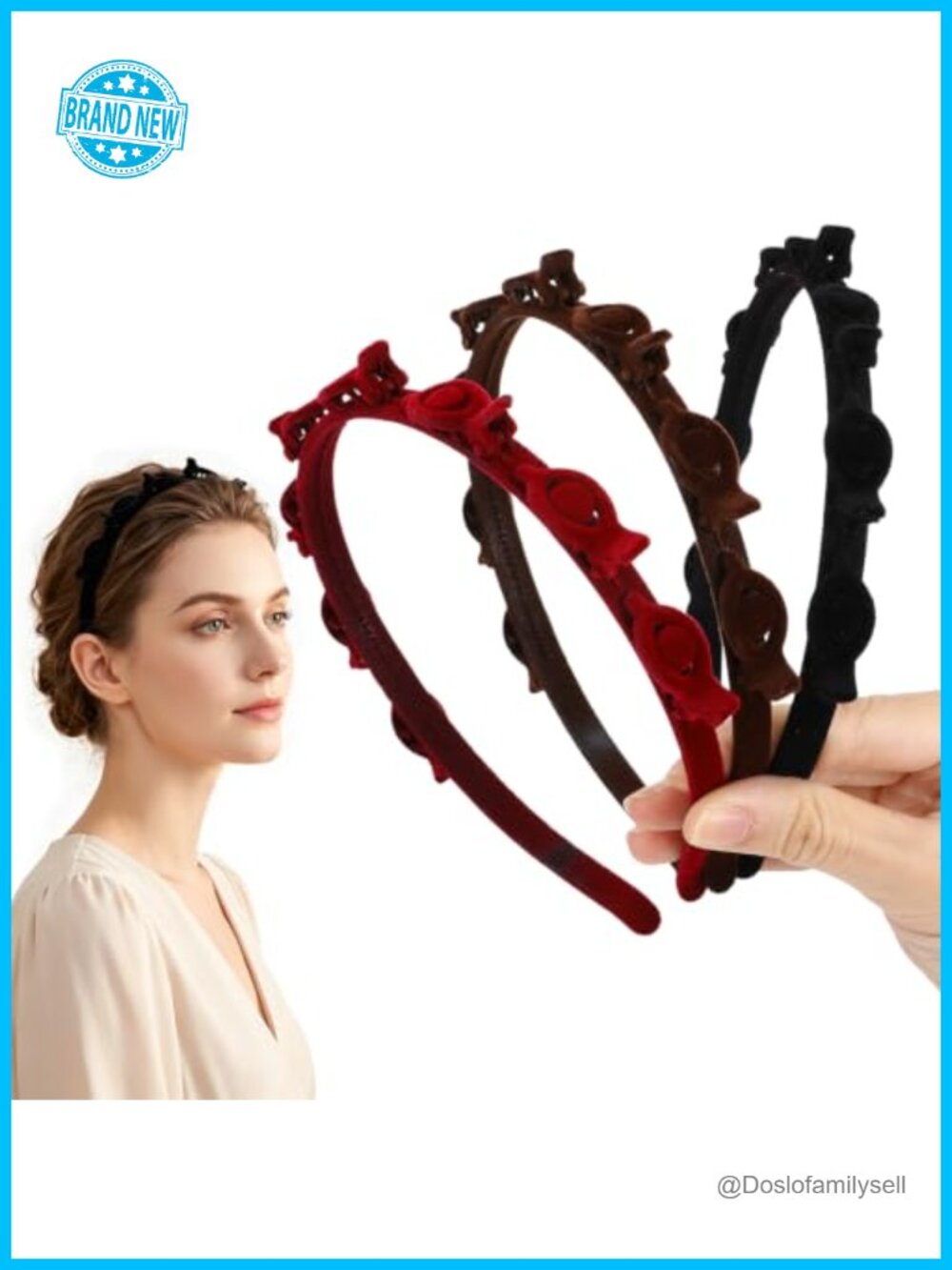 Velvet Hair Clip Headbands Double Layer Bangs Hairstyle Tool (3-Pack)